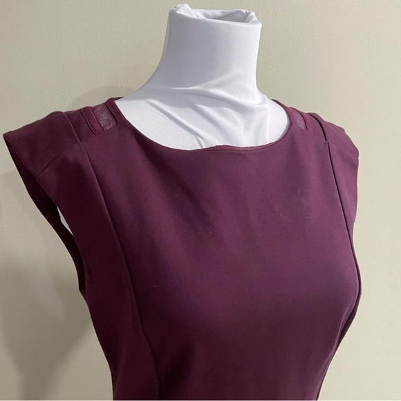 Rebecca Taylor Mesh Trim Ponte Sheath Dress Oxblood Burgundy Red size 2 Small S - Picture 9 of 11